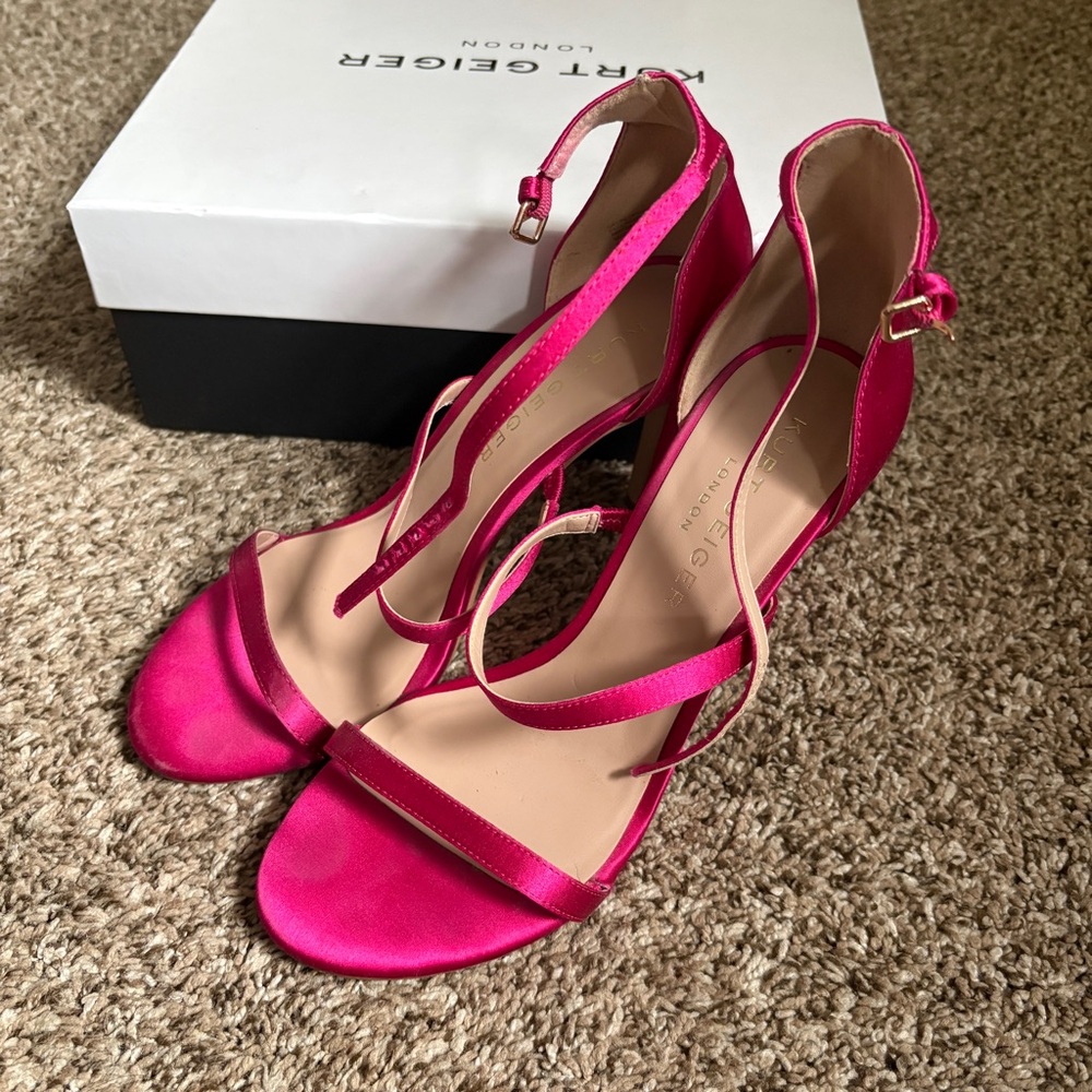 Kurt Geiger Park Lane Hot Pink Satin Ankle-strap Heels Women’s Size 38
